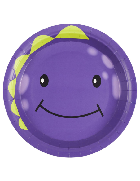 Assiettes en Carton Halloween – Motif Petit Monstre Violet (x8, Ø 23 cm)