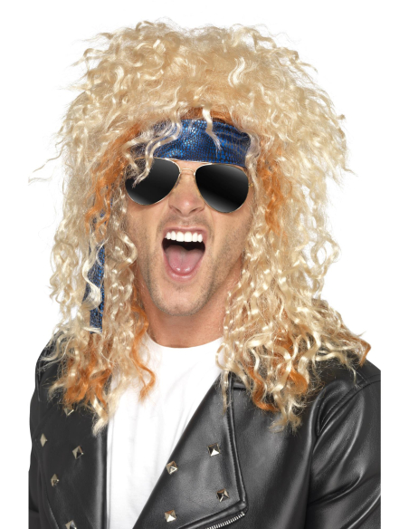 Kit Rocker Fan de Heavy Métal Homme (perruque, lunettes, bandana)