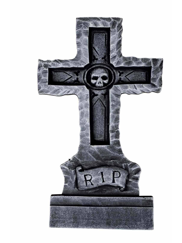 Décoration Pierre Tombale RIP – Croix de Cimetière Halloween 61 cm