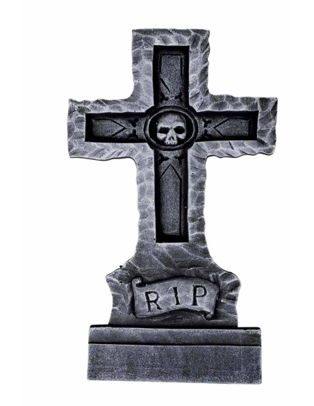 Décoration Pierre Tombale RIP – Croix de Cimetière Halloween 61 cm