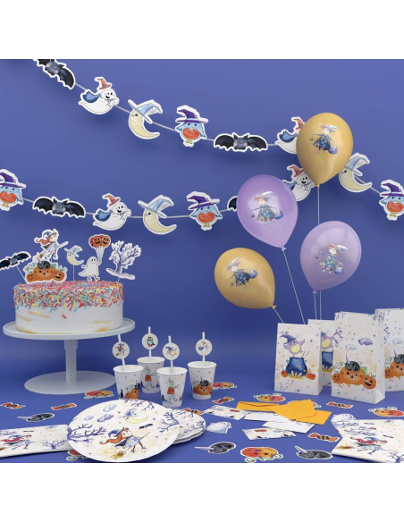 Assiettes en Papier Halloween Petite Sorcière – Lot de 8 (Ø 23 cm)
