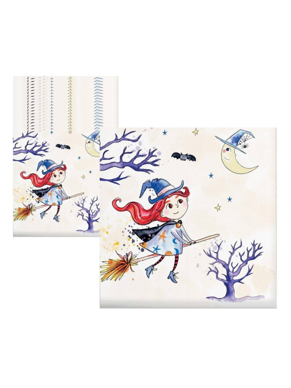 Serviettes en Papier Halloween Petite Sorcière – Lot de 20 (33 x 33 cm)