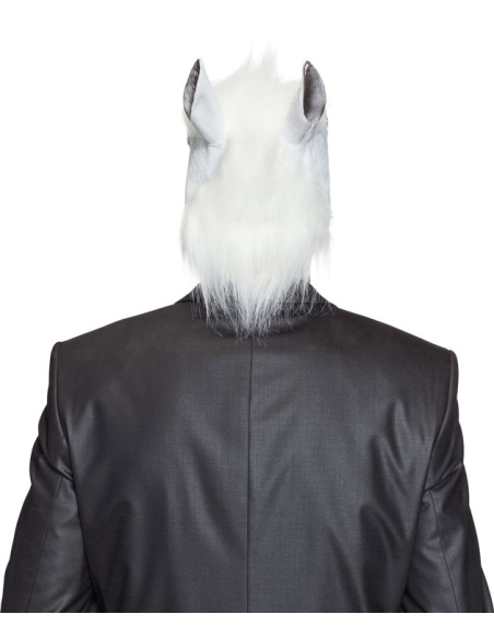 Masque Intégral de Cheval Blanc avec Poils – Latex & Fourrure Synthétique