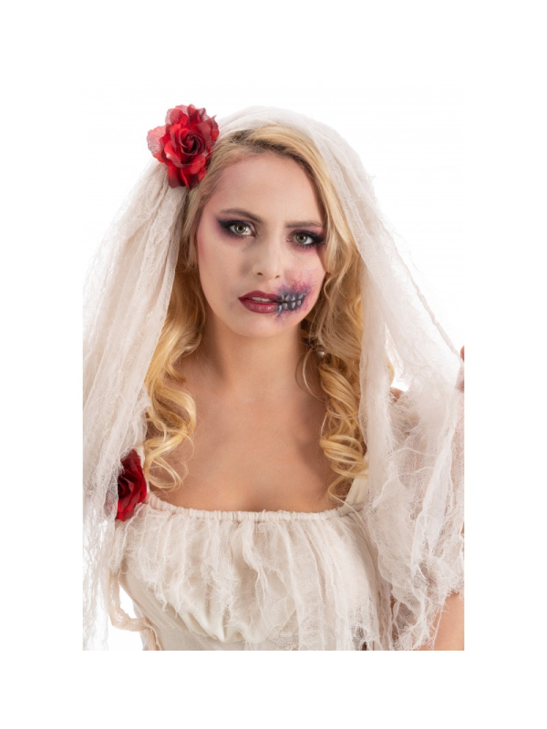 Déguisement Mariée Zombie avec Voile – Robe Lambeaux Effet Vieilli (S à XL)