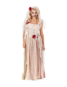 Déguisement Mariée Zombie avec Voile – Robe Lambeaux Effet Vieilli (S à XL) 2