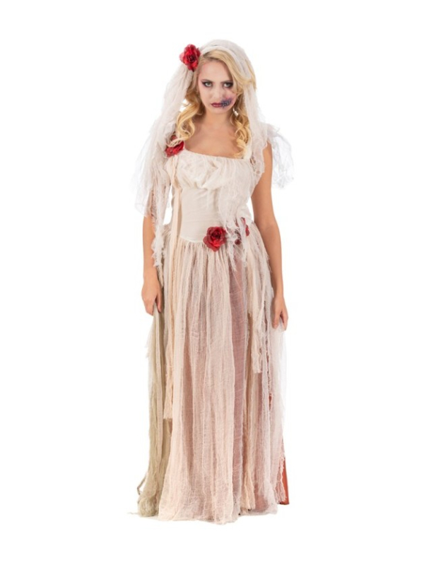 Déguisement Mariée Zombie avec Voile – Robe Lambeaux Effet Vieilli (S à XL)