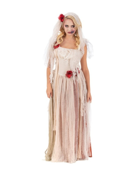 Déguisement Mariée Zombie avec Voile – Robe Lambeaux Effet Vieilli (S à XL)