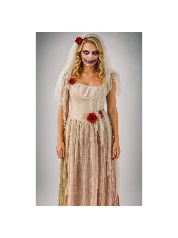 Déguisement Mariée Zombie avec Voile – Robe Lambeaux Effet Vieilli (S à XL)