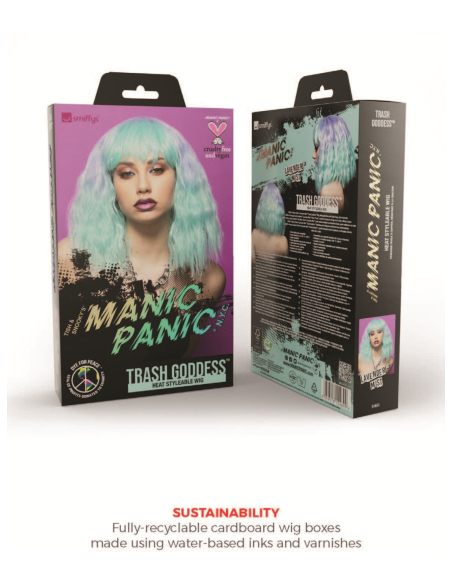 Perruque mi-longue ondulée Manic Panic® Lavender Mist™ – Modèle Trash Goddess™