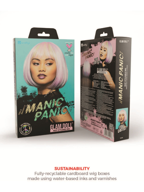 Perruque Manic Panic® Misty Rainbow™ Glam Doll™ – Carré Long Pastel Stylisable