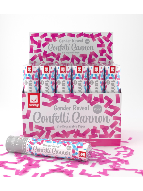 Canons à Confettis Biodégradable Rose 20 cm – Boite de 24 pcs