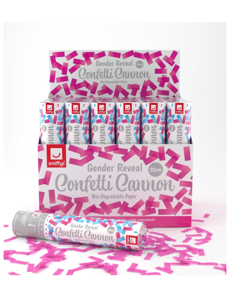 Canons à Confettis Biodégradable Rose 20 cm – Boite de 24 pcs