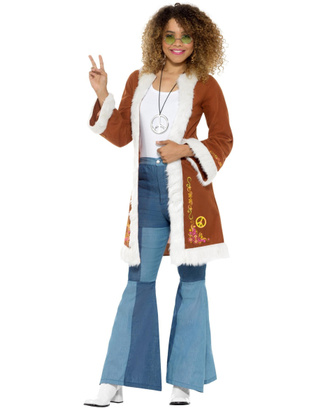 Déguisement Hippie femme (Manteau adulte rétro afghan)
