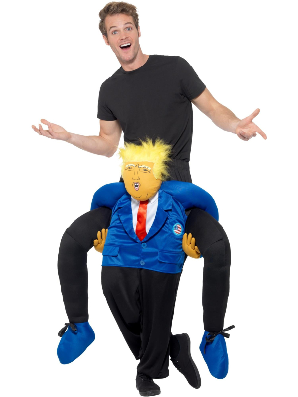 Costume président Piggyback illusion porté par Trump – Déguisement humoristique adulte