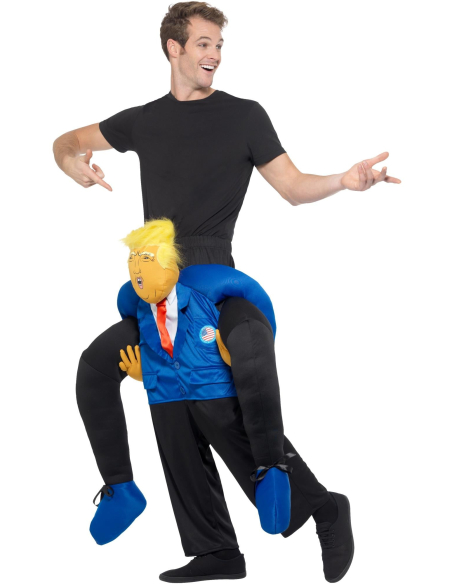 Costume président Piggyback illusion porté par Trump – Déguisement humoristique adulte