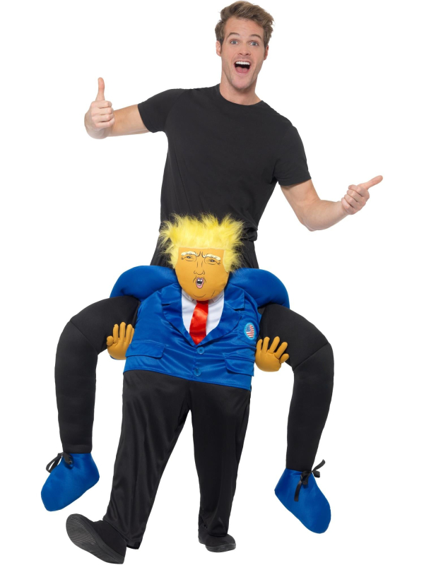 Costume président Piggyback illusion porté par Trump – Déguisement humoristique adulte