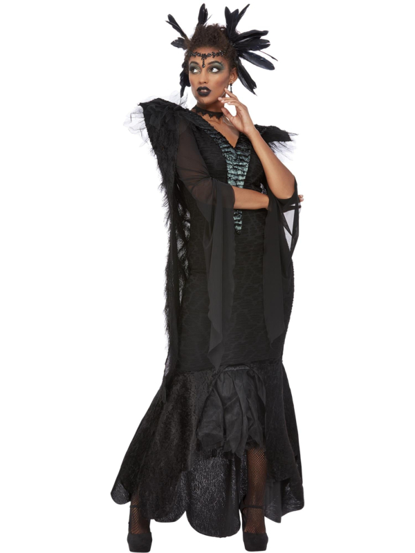Costume reine des corbeaux de luxe, Noir, Robe, cape et coiffe