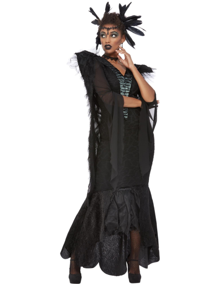 Costume reine des corbeaux de luxe, Noir, Robe, cape et coiffe