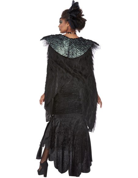 Costume reine des corbeaux de luxe, Noir, Robe, cape et coiffe