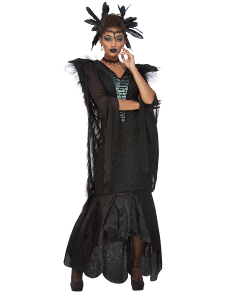 Costume reine des corbeaux de luxe, Noir, Robe, cape et coiffe