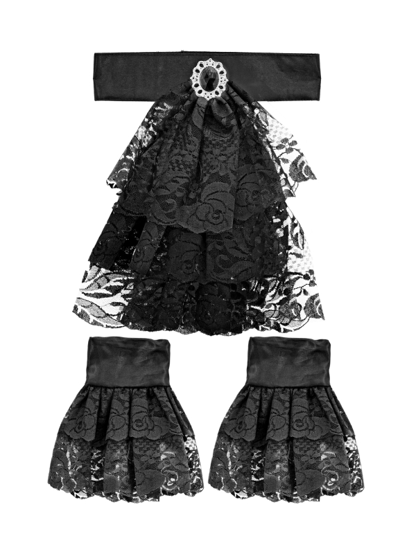 Jabot en dentelle avec bijoux et poignets – L’accessoire polyvalent pour costumes baroques, pirates et vampires