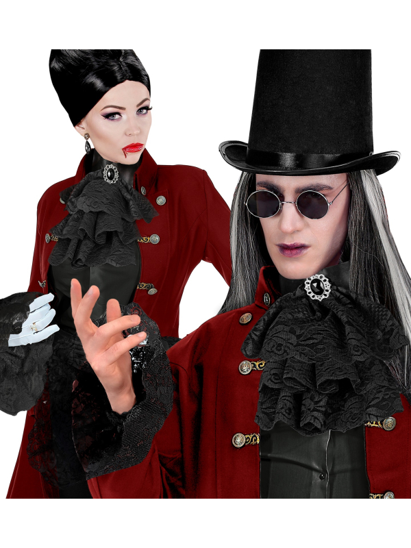 Jabot en dentelle avec bijoux et poignets – L’accessoire polyvalent pour costumes baroques, pirates et vampires