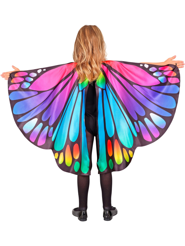 Majestueuses ailes papillon multicolores et masque pour enfant – Accessoire déguisement en tissu 100x70 cm