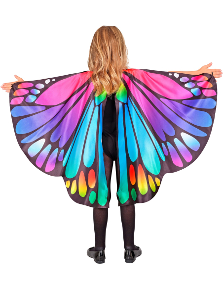 Majestueuses ailes papillon multicolores et masque pour enfant – Accessoire déguisement en tissu 100x70 cm