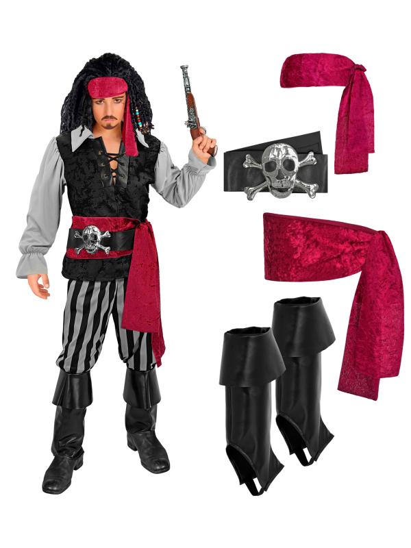 Déguisement pirate des Caraïbes garçon complet avec accessoires – Tailles enfant et adulte