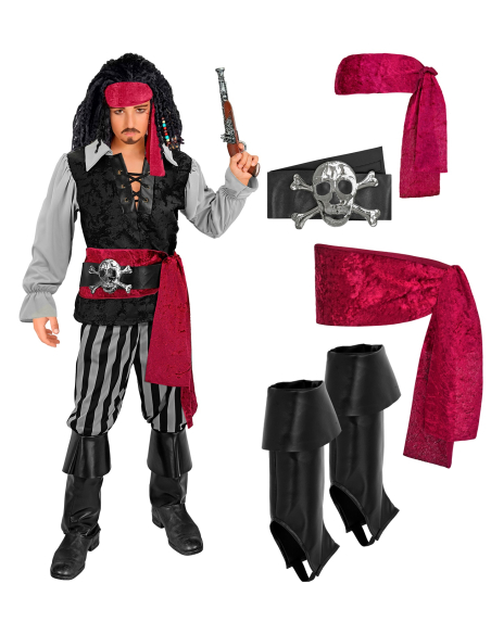 Déguisement pirate des Caraïbes garçon complet avec accessoires – Tailles enfant et adulte