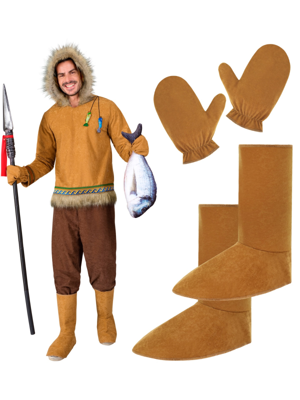 Déguisement Inuit Homme Complet – Costume Esquimau Authentique pour Fête, Carnaval et Soirée à Thème