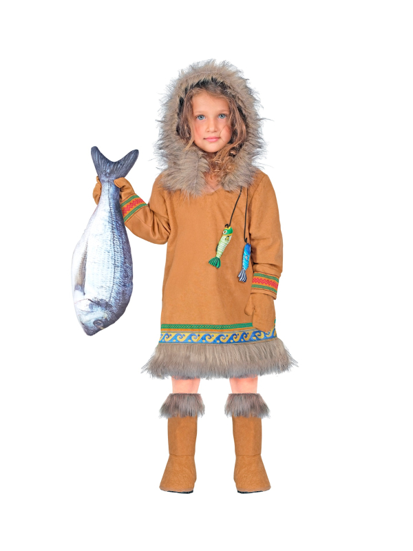 Déguisement Inuit Fille « Esquimau » – Robe à Capuche, Gants et Couvre-Bottes | Tailles 4 à 13 ans