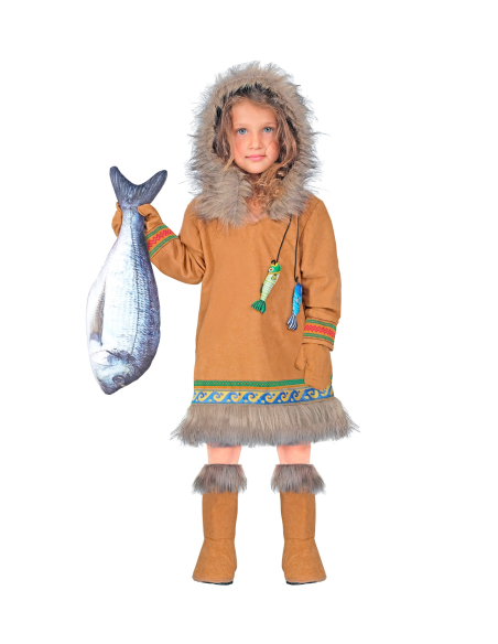 Déguisement Inuit Fille « Esquimau » – Robe à Capuche, Gants et Couvre-Bottes | Tailles 4 à 13 ans