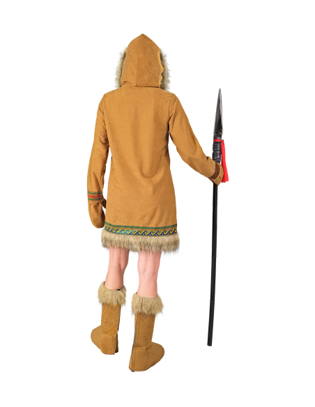 Déguisement Inuit Femme Esquimau – Robe à Capuche, Gants et Bottes, Costume Polaire Chic XS à XL