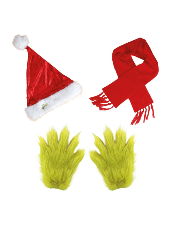 Kit Accessoires The Grinch™ – Bonnet, Écharpe & Gants poilus (3 pièces)