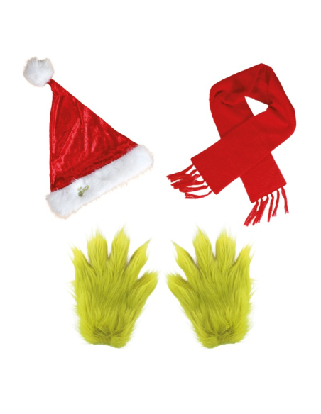 Kit Accessoires The Grinch™ – Bonnet, Écharpe & Gants poilus (3 pièces)
