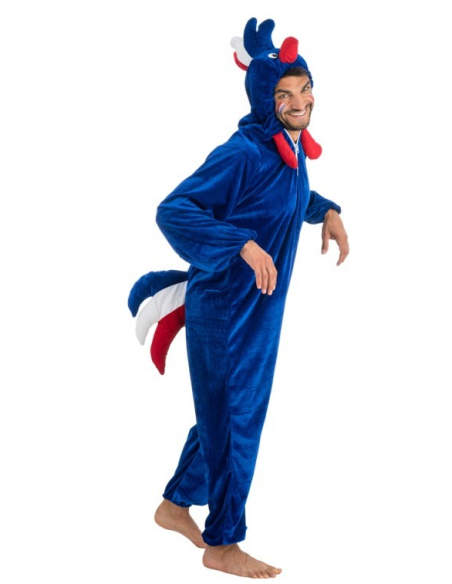 Déguisement Coq Supporter France Adulte – Combinaison Tricolore Humoristique 180/190 cm