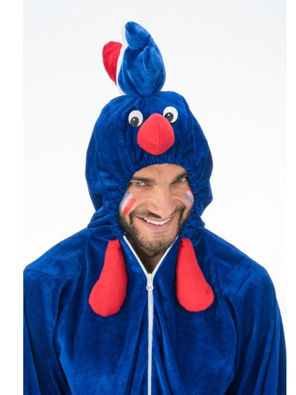 Déguisement Coq Supporter France Adulte – Combinaison Tricolore Humoristique 180/190 cm