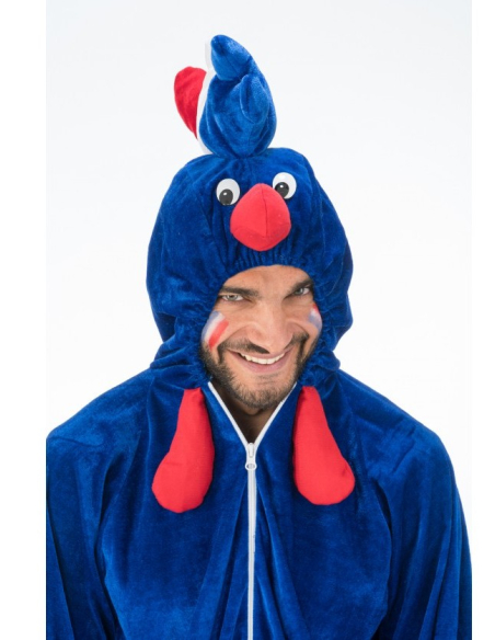 Déguisement Coq Supporter France Adulte – Combinaison Tricolore Humoristique 180/190 cm