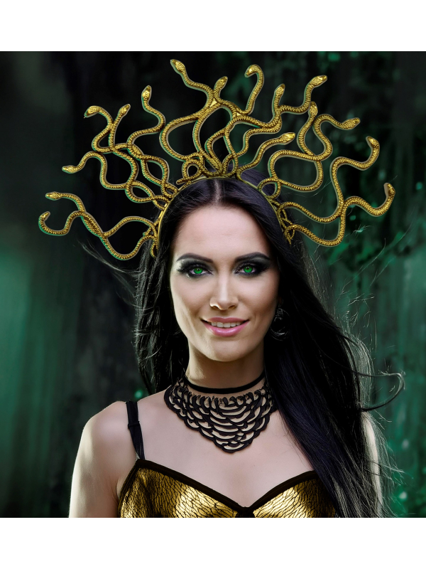 Coiffe Méduse Dorée – Couronne Serpent pour Déguisement Femme Mythologie