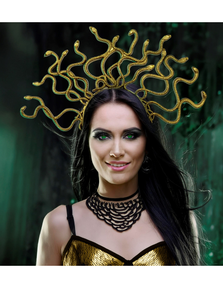 Coiffe Méduse Dorée – Couronne Serpent pour Déguisement Femme Mythologie