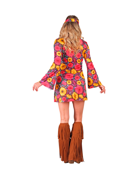 Déguisement Hippie Femme Années 60 – Robe à Fleurs, Bandeau et Couvre-bottes