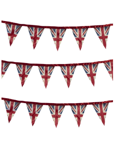 Guirlande en tissu Union Jack style vintage, 3 mètres, satin