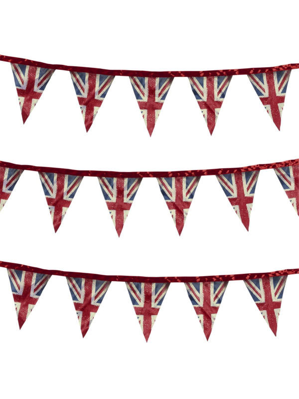 Guirlande en tissu Union Jack style vintage, 3 mètres, satin