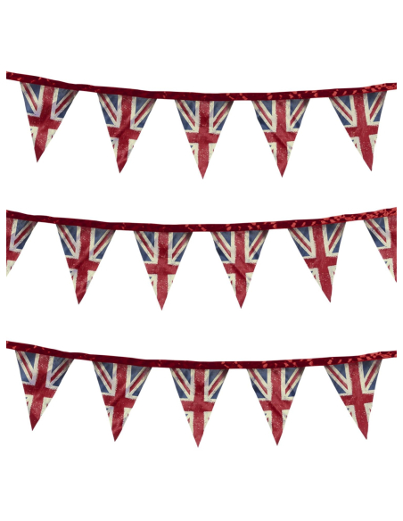 Guirlande en tissu Union Jack style vintage, 3 mètres, satin