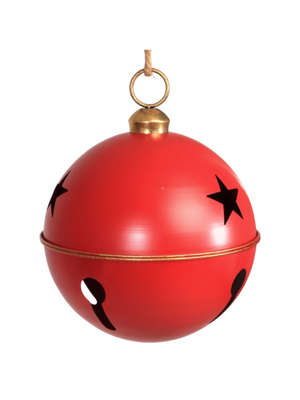 Grelot métal rouge et or Ø30 cm – Décoration suspendue de Noël pro