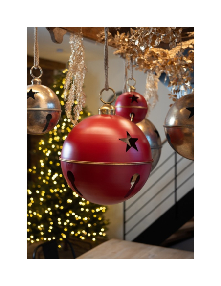 Grelot géant de Noël rouge et or Ø45 cm – Pour vitrines et espaces professionnels