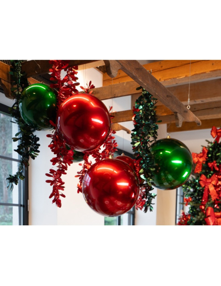 Boule de Noël plastique rigide effet satiné vert 40 cm – Déco XXL pour vitrines et grands espaces