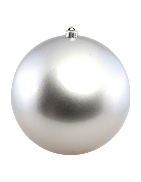 Boule de Noël XXL argent satiné 25 cm – L’option chic pour hôtels, centres commerciaux et collectivités