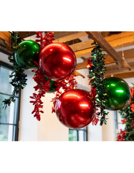 Boule de Noël XXL rouge satiné 25 cm – L’incontournable des décors festifs pros